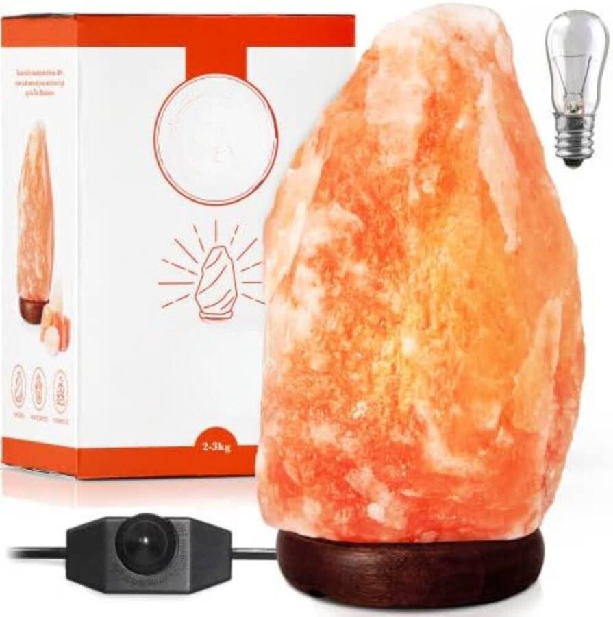 Zoutlamp Himalayazout Zoutlamp Nachtlampje Himalaya Zoutlamp Zoutsteen Lamp 2-3 KG Incl. 2 X 15 Watt Gloeilampen en Geschenkdoos