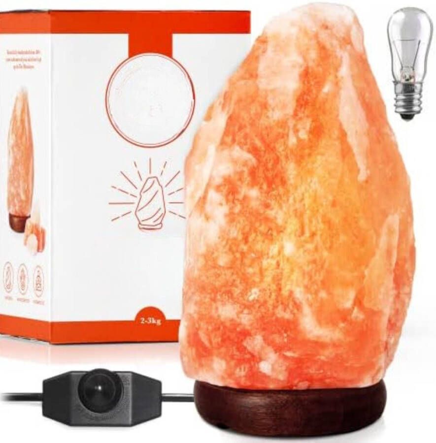 Zoutlamp Himalayazout Zoutlamp Nachtlampje Himalaya Zoutlamp Zoutsteen Lamp 3-5 KG Incl. 2 X 15 Watt Gloeilampen en Geschenkdoos