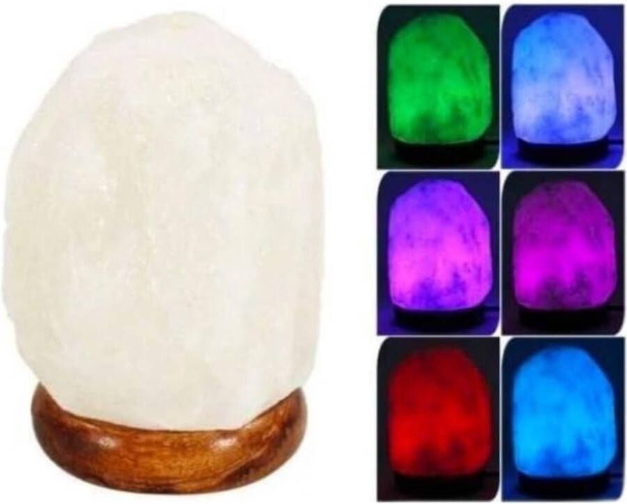 Zoutlamp Himalayazout Zoutlamp Nachtlampje Himalaya Zoutlamp Zoutsteen Lamp Wit 11 cm USB met LED Veelkleurig