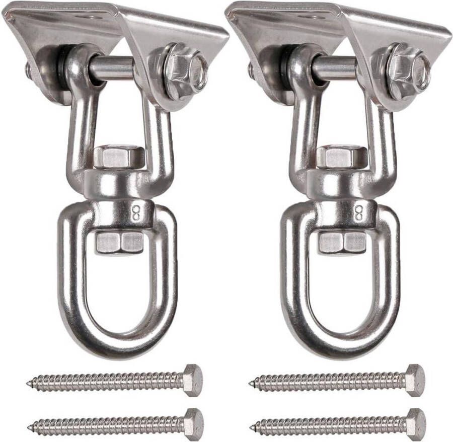 Zware 360° draaibare schommelhangers Roestvrij stalen schommelhaak Set van 2 Plafond houten veranda schommel Hangende kit Speeltuin sportschool Touw bokshangmat stoel