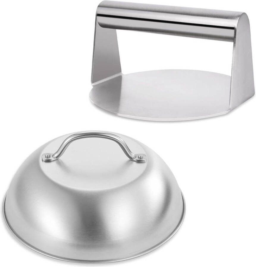 Zware 9 inch kaassmeltende koepel & gebroken hamburgerpers rijghoes en 135 cm roestvrijstalen hamburger-smasher bakplaat accessoires kit voor platte grill koken