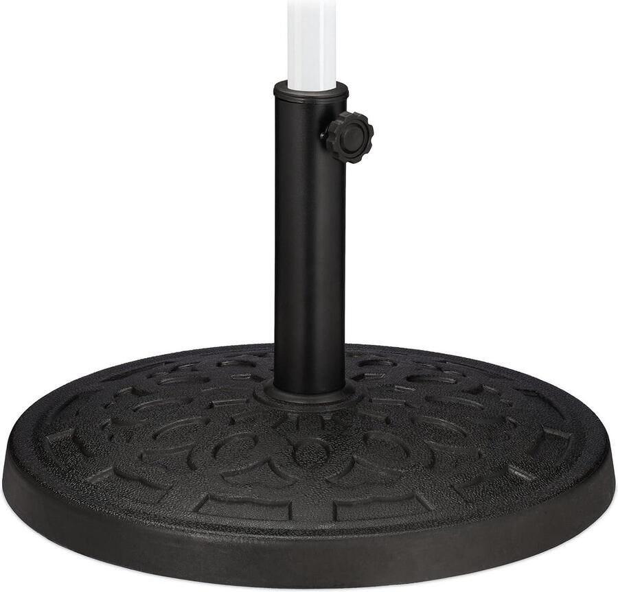 Zware Parasolvoet voor Stokken 38-50 mm Ø 50 cm Gietijzeren Look Tuin Balkon Zwart Parasolvoet