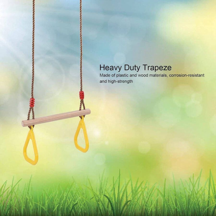 Zware Trapeze Houten Stok Kinderen Swing Bar Ring Hoge Sterkte Trapeze Bar voor Buiten Tuin Binnenplaats Trapeze Kinderen Tieners Swing Bar