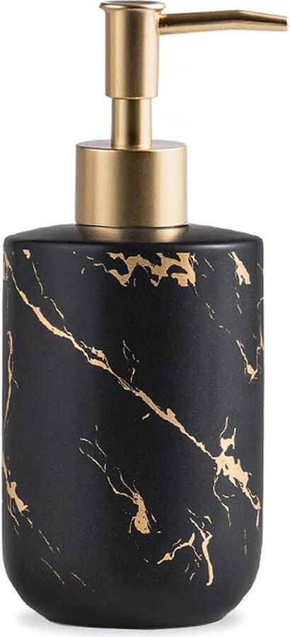 Zwart en goud zeepdispenser 300 ml 10 oz luxe handzeepfles met gouden plastic pomp keramische zeepdispenser voor badkamer keuken afwasmiddel lotion vloeibare zeep