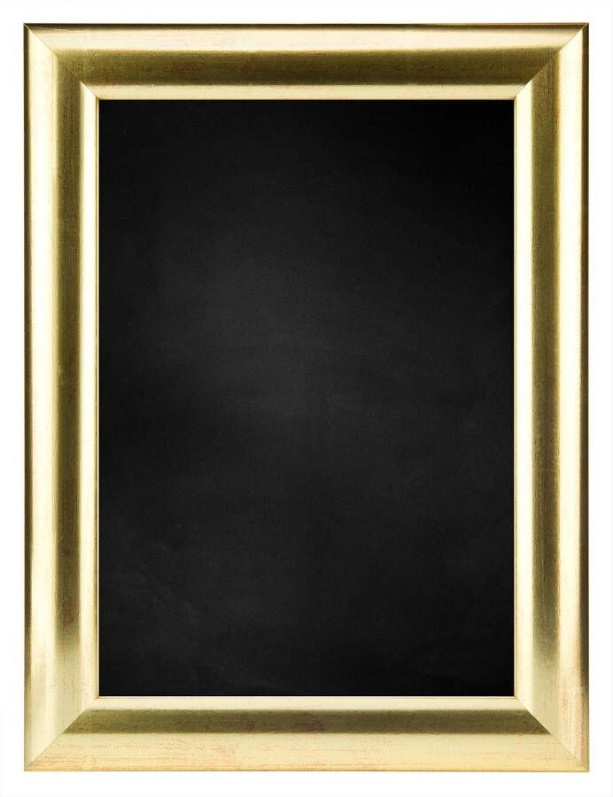 Zwart Krijtbord met Houten Lijst Goud 56 x 56 cm Lijstbreedte: 30 mm Halfrond