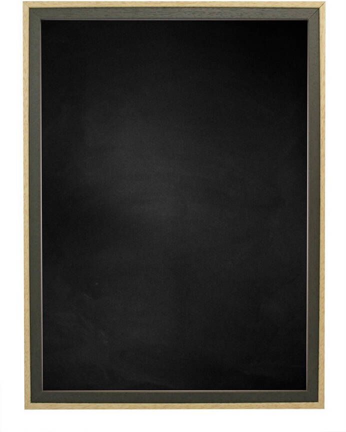Zwart Krijtbord met Houten Lijst Groen Blank 53 x 53 cm Lijstbreedte: 20 mm Tweekleurig