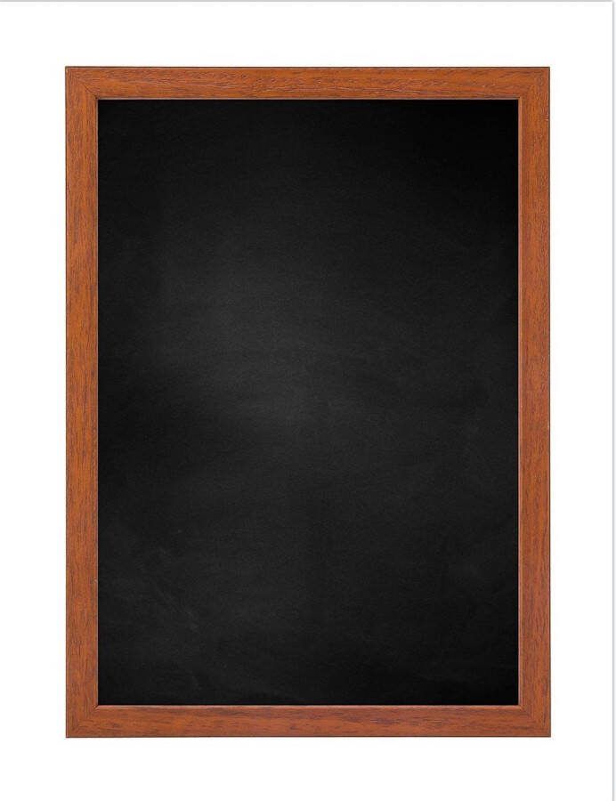 Zwart Krijtbord met Houten Lijst Kersen 52 x 72 cm Lijstbreedte: 15 mm Vlak