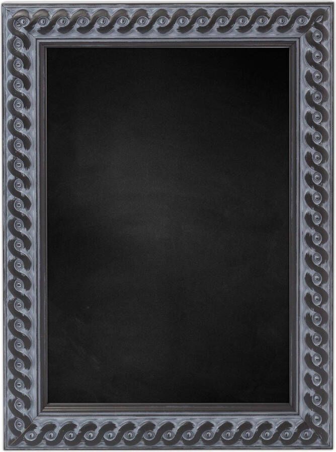 Zwart Krijtbord met Houten Lijst Oud Zwart 67 x 87 cm Lijstbreedte: 39 mm Gevlochten