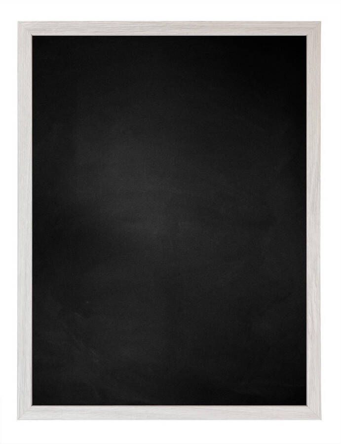 Zwart Krijtbord met Houten Lijst Wit Eik 52 x 52 cm Lijstbreedte: 15 mm Vlak