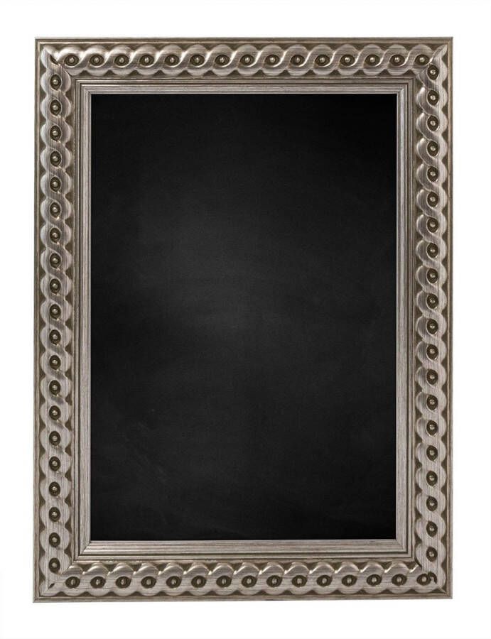 Zwart Krijtbord met Houten Lijst Zilver 36 x 46 cm Lijstbreedte: 30 mm Gevlochten