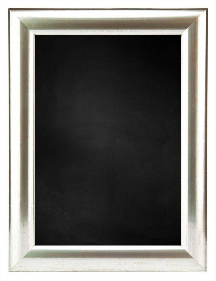 Zwart Krijtbord met Houten Lijst Zilver 36 x 46 cm Lijstbreedte: 30 mm Halfrond