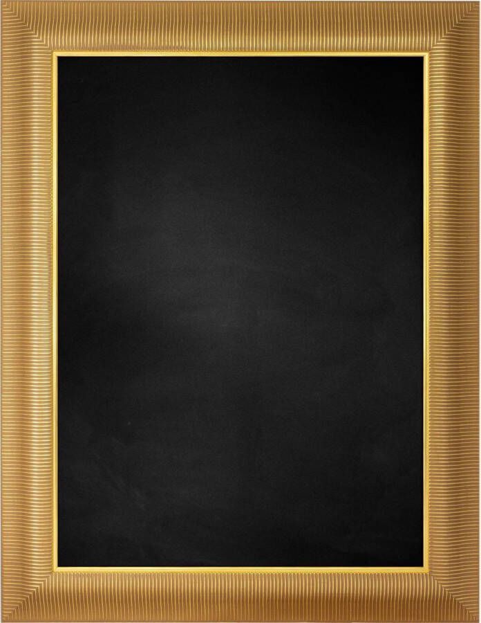 Zwart Krijtbord met Polystyrene Lijst Goud 44 x 54 cm Lijstbreedte: 70 mm Gestreept