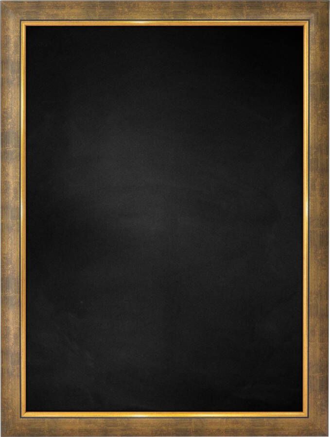 Zwart Krijtbord met Polystyrene Lijst Groen Goud 49 x 69 cm Lijstbreedte: 45 mm Tweekleurig