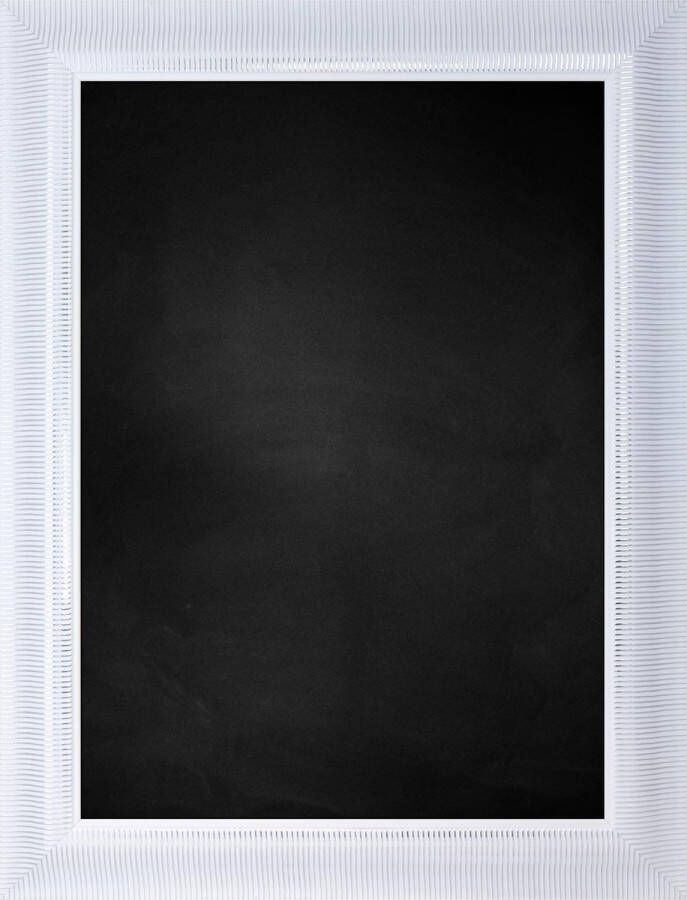 Zwart Krijtbord met Polystyrene Lijst Wit 64 x 64 cm Lijstbreedte: 70 mm Gestreept