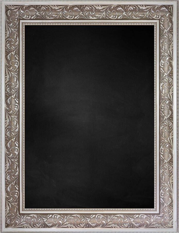 Zwart Krijtbord met Polystyrene Lijst Zilver 48 x 58 cm Lijstbreedte: 90 mm Barok