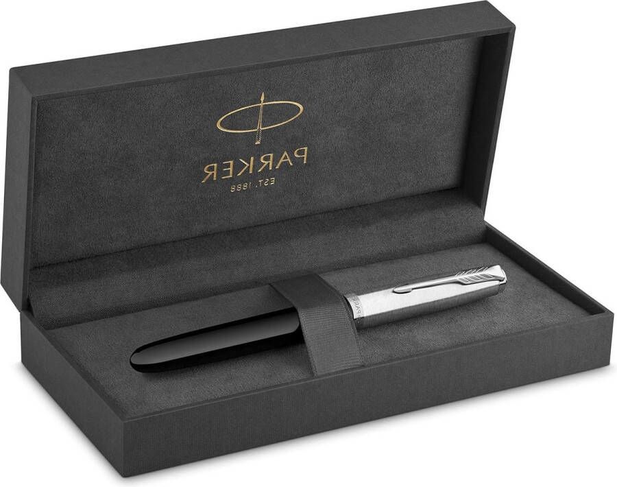 Zwart vat met Chrome Trim Parker 51 Vulpen Fijne penpunt Zwarte inktcartridge Geschenkdoos
