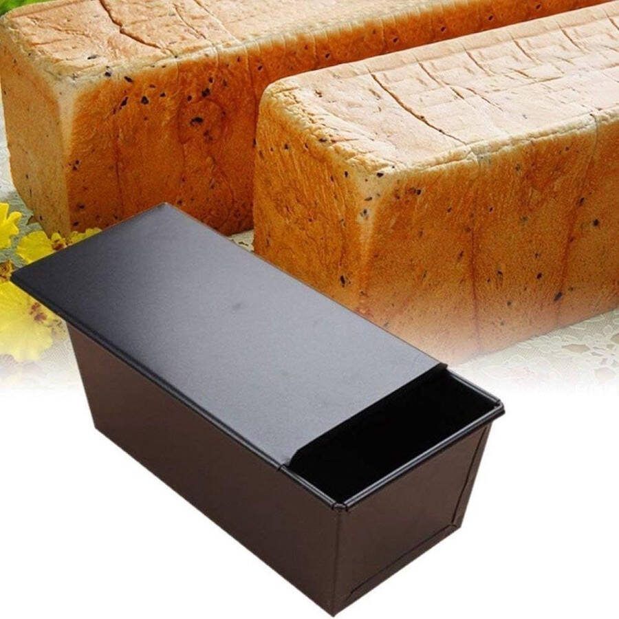 Zwarte antiaanbaklaag bakvorm met deksel metalen broodvorm voor cake en toastbereiding