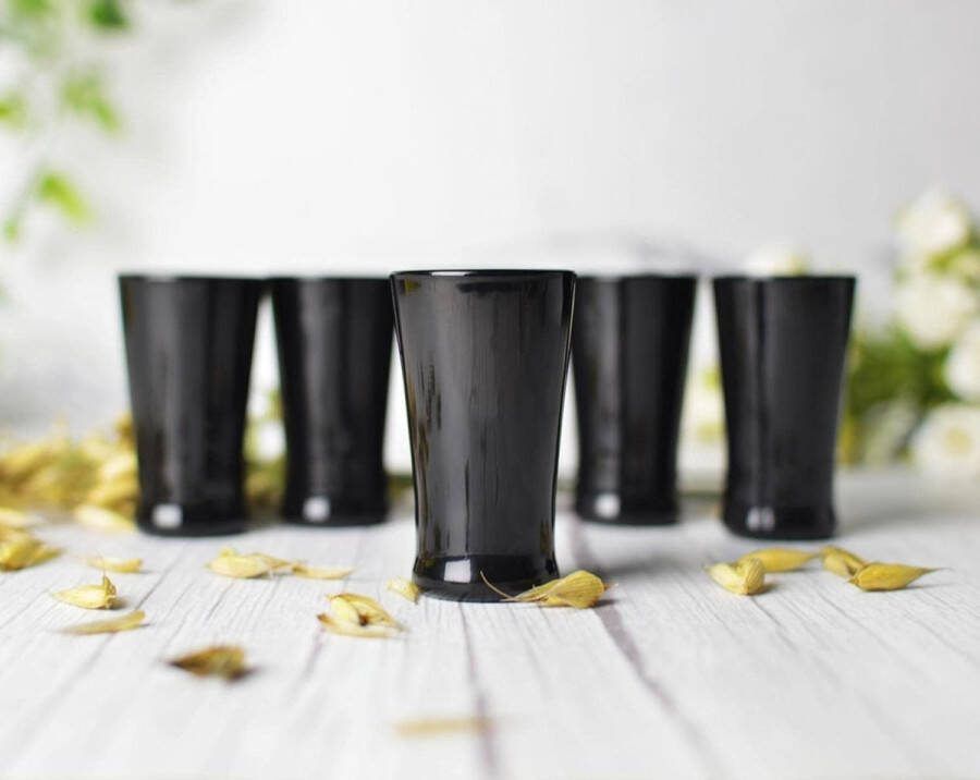 Zwarte borrelglaasjes tequila glazen jenever shots stamper wodka glazen 6