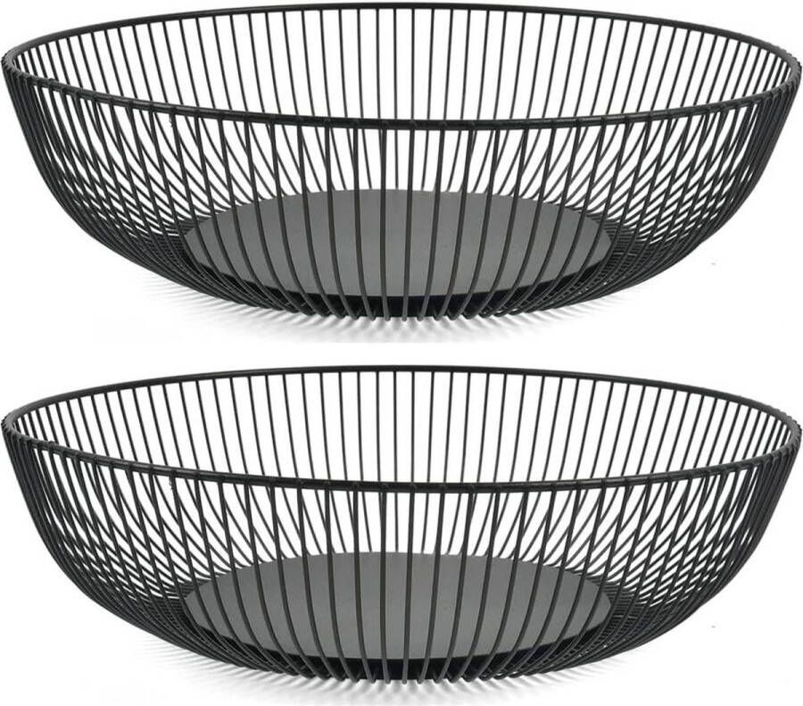 Zwarte Draad Fruitschaal 2 Stuks Versieren Fruit Mand Brood Snack Groente Opslag Mand friut basket