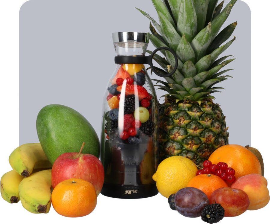 Zwarte Draadloze Blender To Go Smoothie maker voor onderweg! Draagbare mini blender zwart Mixer voor smoothies Draadloos opladen mogelijk! Handmixer voor gezonde drankjes
