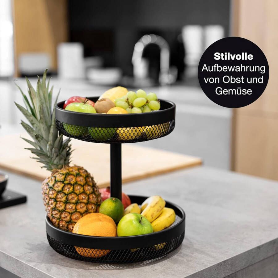 Zwarte metalen fruit-etagère fruitmand etagère fruitschaal etagère