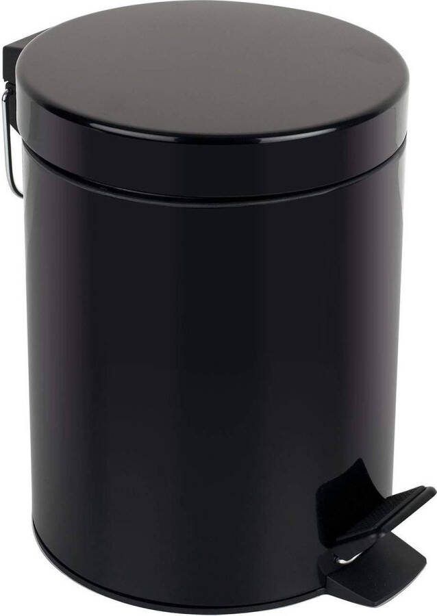 Zwarte Pedalen Emmers Cosmetica Opbergemmer voor Badkamer 3 Liter Met Uitneembare Binnenemmer