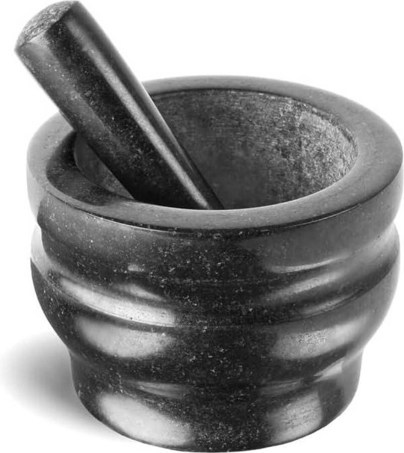 Zwarte Stamper & Mortel Graniet 140mm Kleine Set 2 Jaar Garantie Kruidenmolen