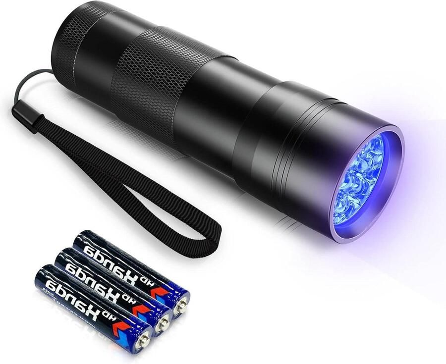Zwarte UV-zaklamp met 12 leds 395 nm Mini zaklamp voor huisdieren Paars licht