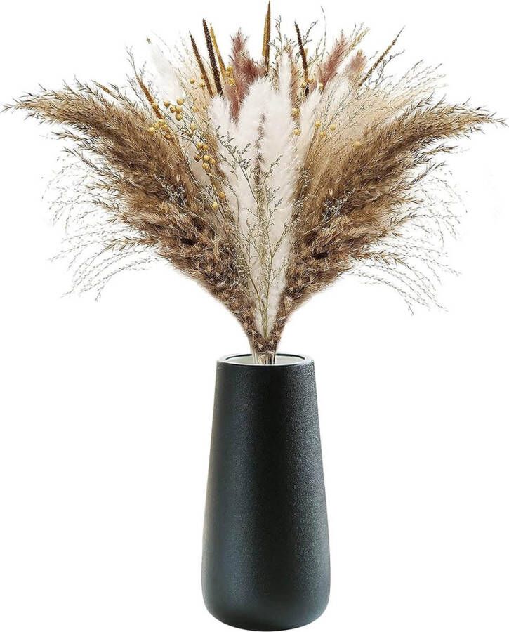 Zwarte vaas voor pampasgras keramische vaas vazenset fijne fonkeling keramische droogbloemen als decoratie keramische huisdecoratie modern M (20 5 × 10 cm)