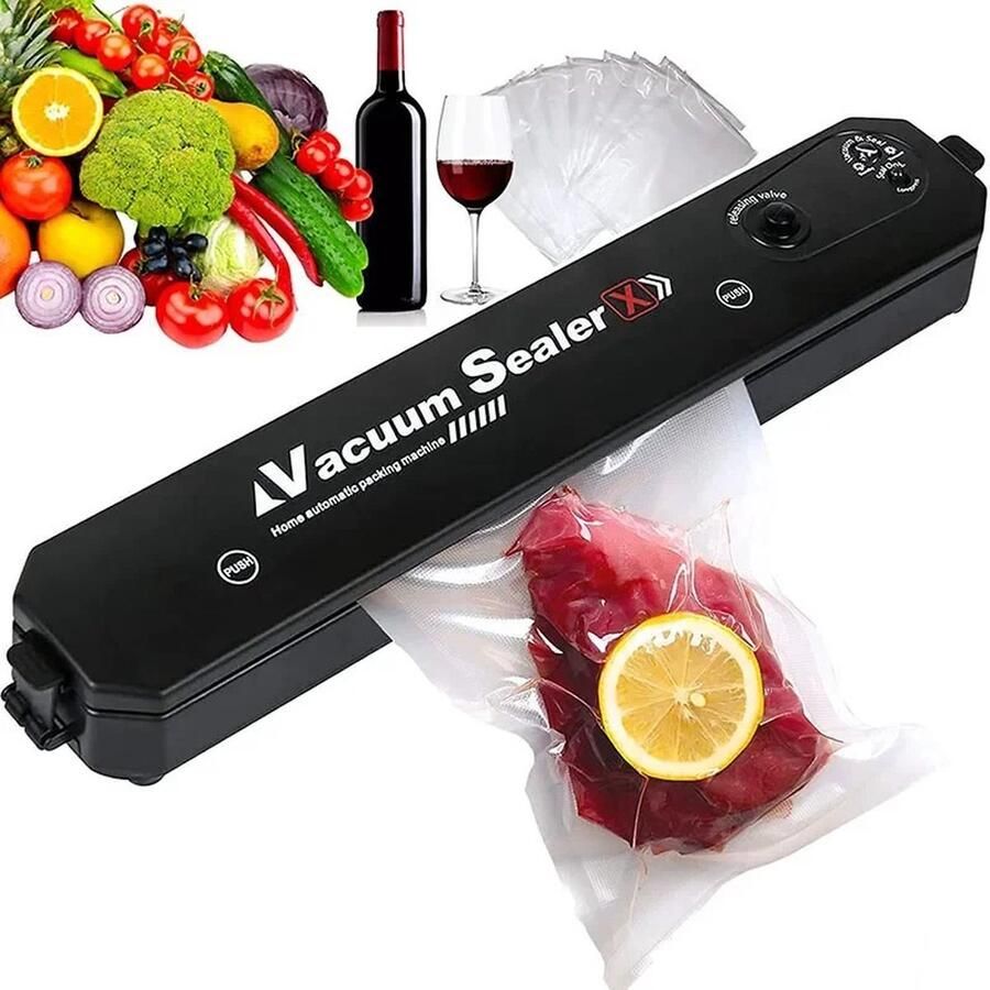 Zwarte vacuumsealer met zakken Vacumeermachine Foodsaver Vacuum Sealer Seal Apparaat Luchtdicht Verpakker