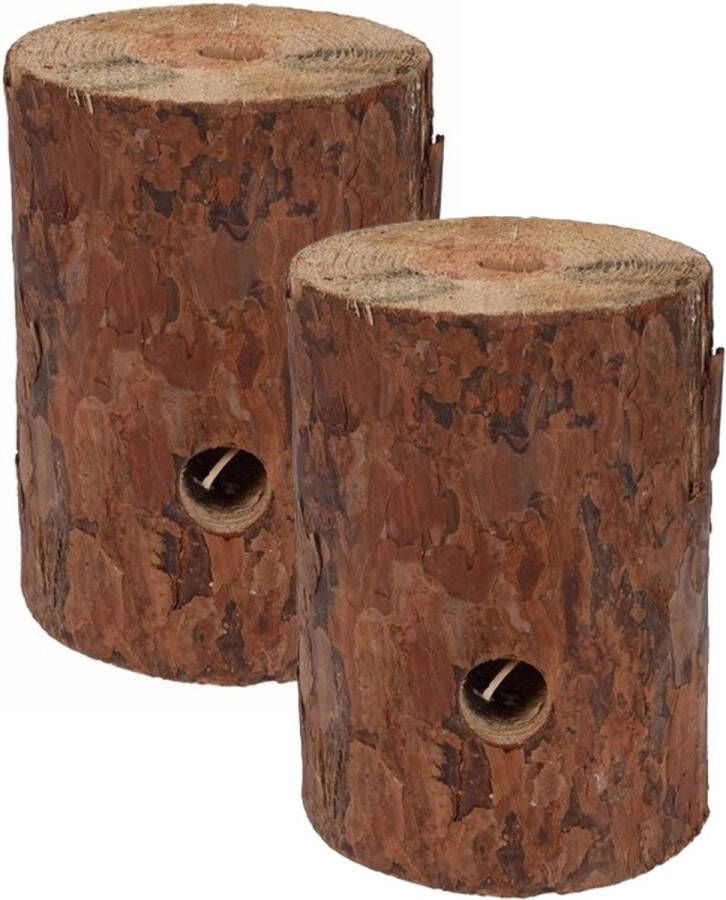 Zweedse boomstam houtblok fakkel 2x voor binnen en buiten 20 cm Tuinfakkels