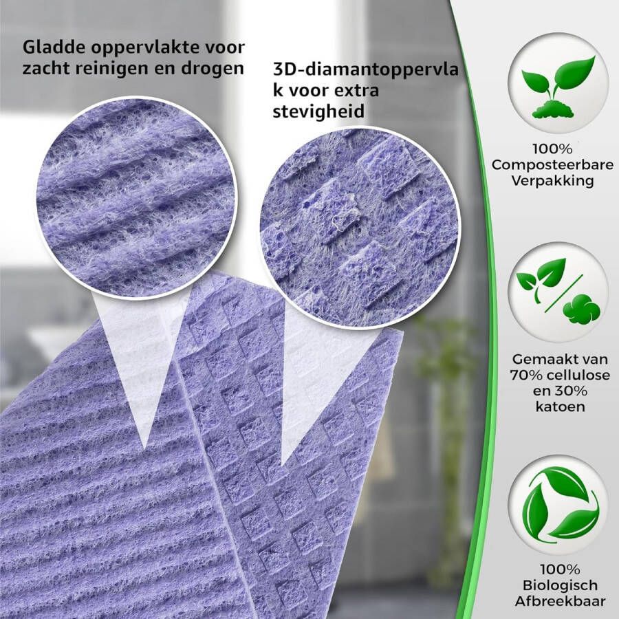 Zweedse vaatdoek Milieuvriendelijk & Duurzaam Biologisch afbreekbare Cellulose Sponsdoeken Absorberende Geurvrije Keuken Reinigingsdoek Herbruikbare Keuken Eco Sponge Vervangt Papieren Handdoek