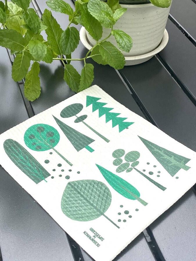 Zweedse vaatdoeken herbruikbaar biologisch afbreekbaar reinigingsdoeken van cellulosespons voor keuken vervangende washandjes voor papieren handdoeken (5 stuks 3 gedrukte gelukkige