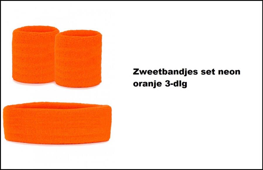 Zweetbandjes set oranje Haarband polsband fitness sport festival thema EK WK Holland sport