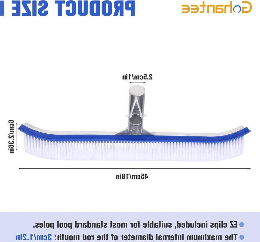 Zwembad Muur & Tegel Borstel 18 Inch Heavy Duty Aluminium Back Cleaning Brush Head Nylon Borstelkop Reinigt Muren Tegels Vloeren & Tubs. Zwembad tegels