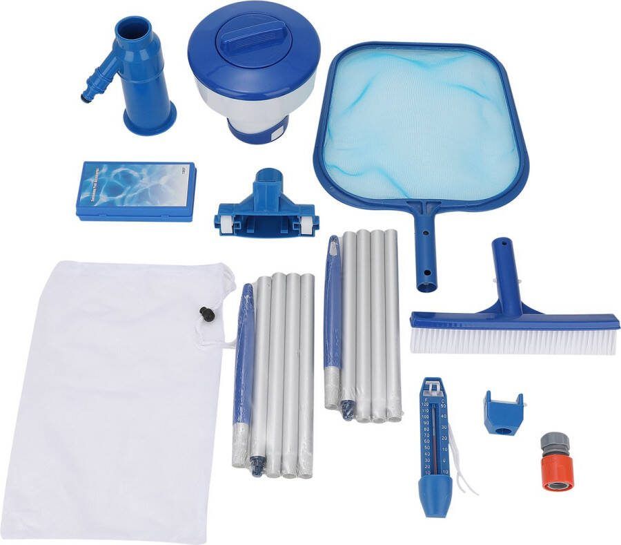 Zwembad onderhoudsset Compleet 3 Reinigingsmiddelen Zwembad Starterspakket Zwembad Schoonmaakset Zwembad Schoonmaak Set Zwembadstofzuiger Zwembad Onderhoudset Zwembad Borstel Zwembadthermometer Watertester Chloordrijver