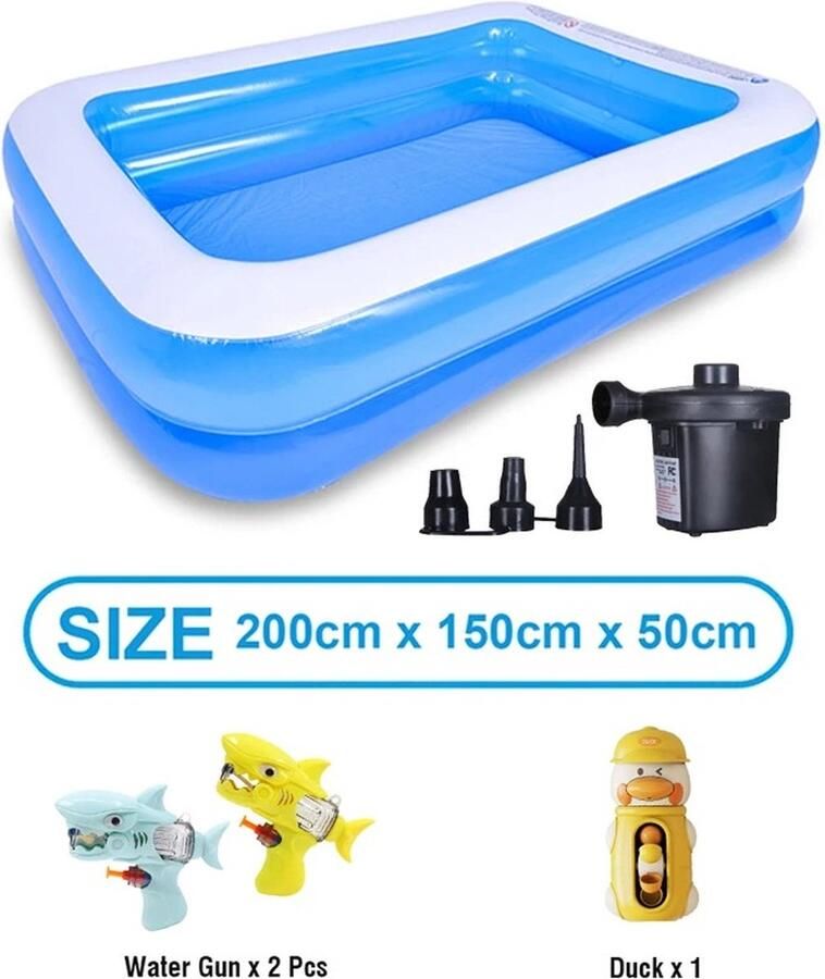 Zwembad Opblaasbaar Voor kinderen en Volwassenen Als Zwembad of Ballenbak Met Pomp 2 x 1 5 x 0 5M PVC