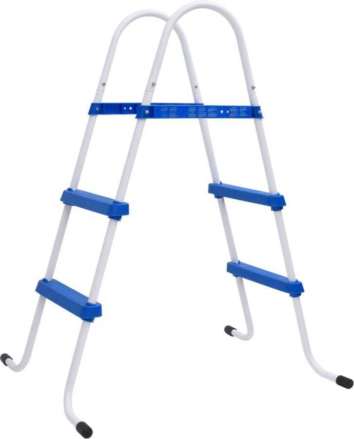 Zwembadladder 84 cm Blauw met Wit Ladder Zwembad Badladder Stalen frame max 150 kg