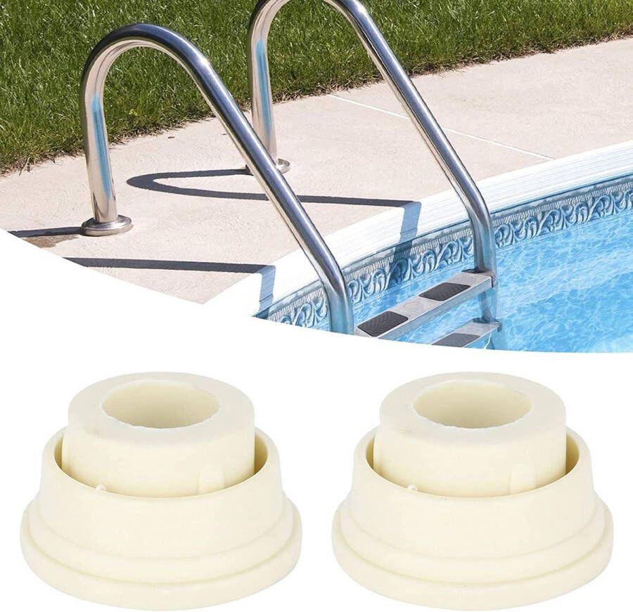 Zwembadroltrap Rubberen plug voor zwembadladder Bumperplug Set van 2 stuks witte laddervoeten Zwembadladder rubberen plug Bumperbeschermer Vervangingspads Onderwaterladders Universele benodigdheden