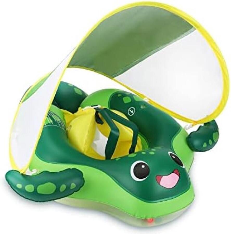 Zwemband voor baby's zeeschildpaddesign opblaasbare babyzwemband met afneembaar zonnedak zuigelingen peuters zwembad zwemband zwembadaccessoires