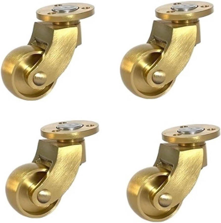 Zwenkwielen 25mm Massief Messing 360° Draaibaar Rubberen Zwenkwielen Meubels Ronde Wielen 150kg Belasting met 12 Schroeven JinLun High