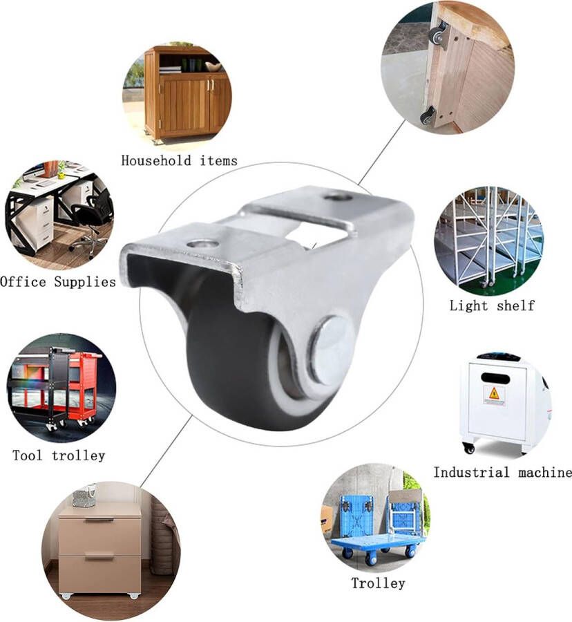 Zwenkwielen voor meubels rubberen wielen transportwielen voor vloeren meubelwielen met metalen plaat schuifwielen 25 mm gereedschapswielen bokwielen voor meubels uitrusting apparaten 4 stuks
