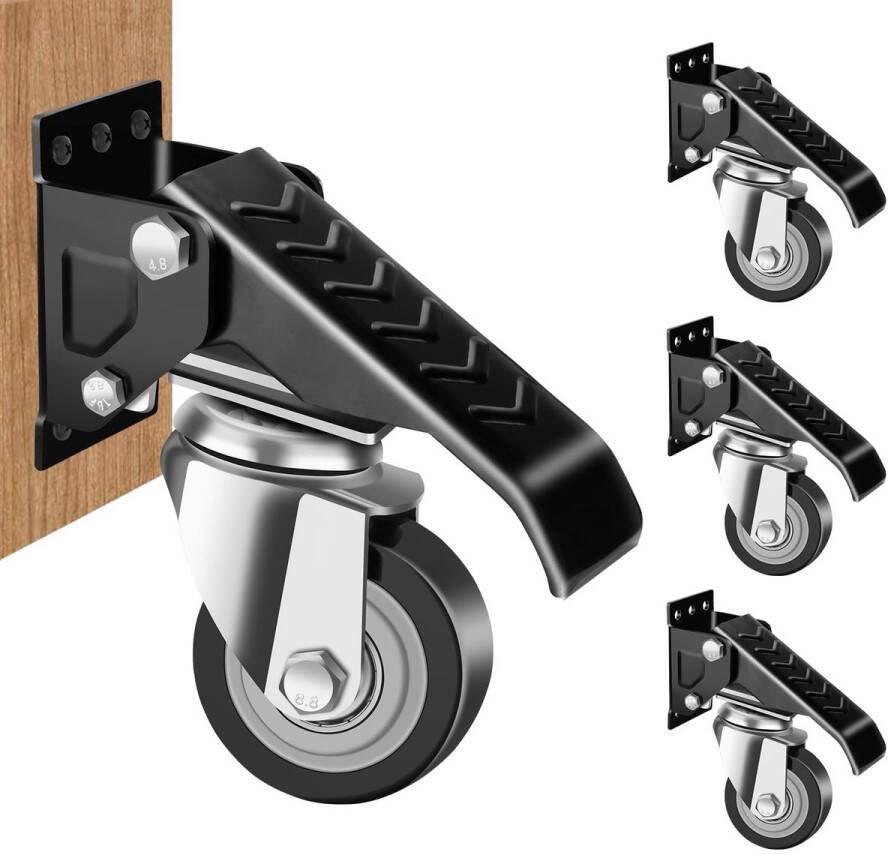Zwenkwielen voor zware lasten 300 kg werkbank Caster Kit 4 stuks 360 graden rotatie softclose werkbank wielen meubelwielen transportwielen loopwielen voor werkbanken machines en tafels