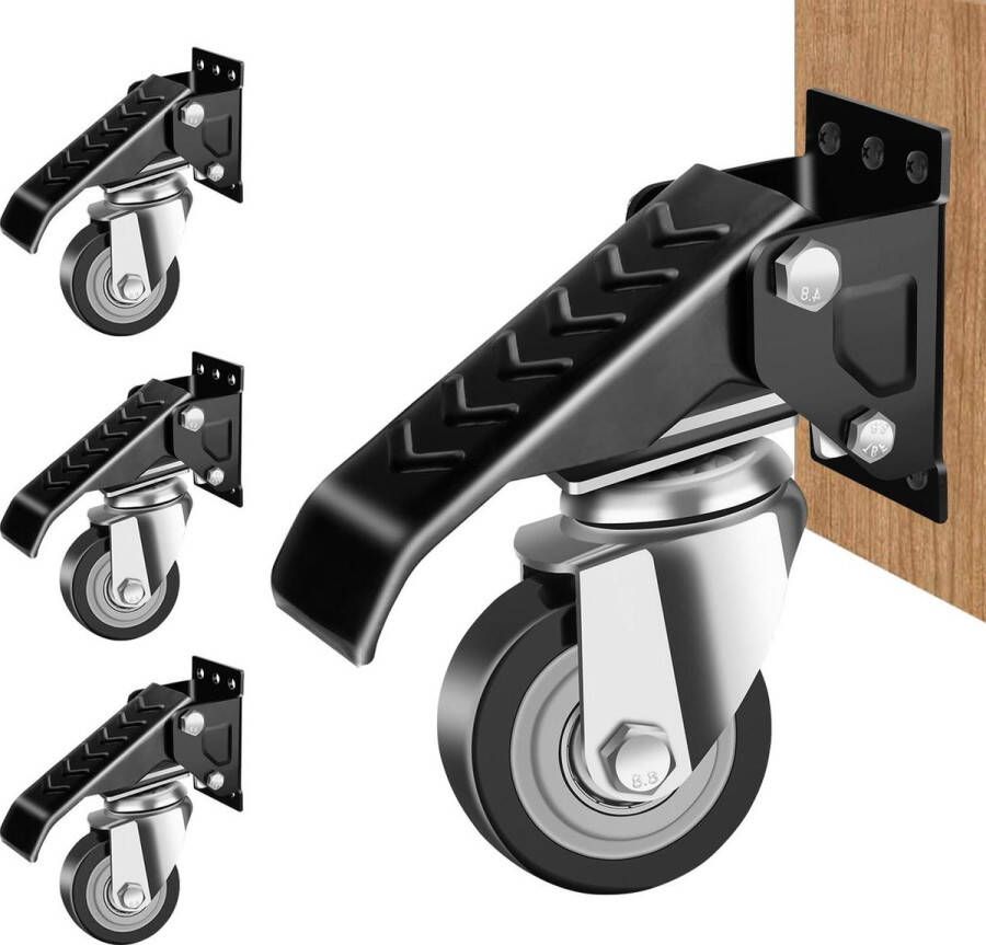 Zwenkwielenkit 300 kg Capaciteit Heavy Duty Intrekbare Werkbank Stepdown Zwenkwielen Transportwielen Draagbaar Meubilair