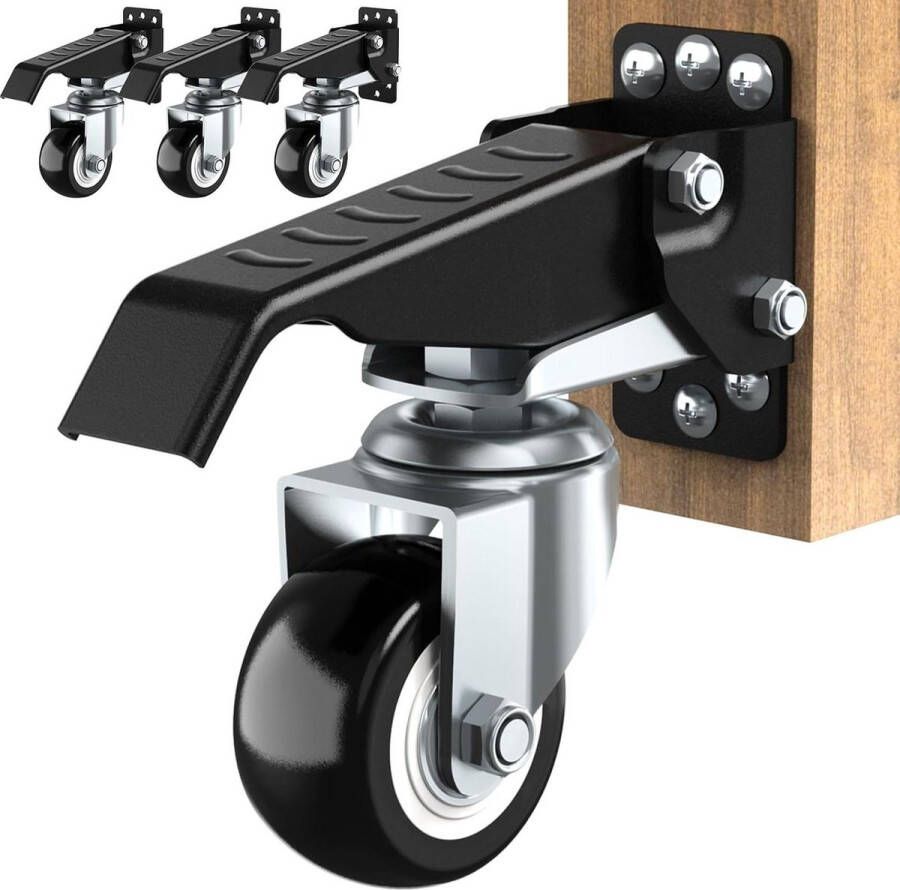Zwenkwielenkit werkbank 300 kg capaciteit Sterke intrekbare zwenkwielen Stalen constructie Bonus: installatiesjabloon 4 stuks