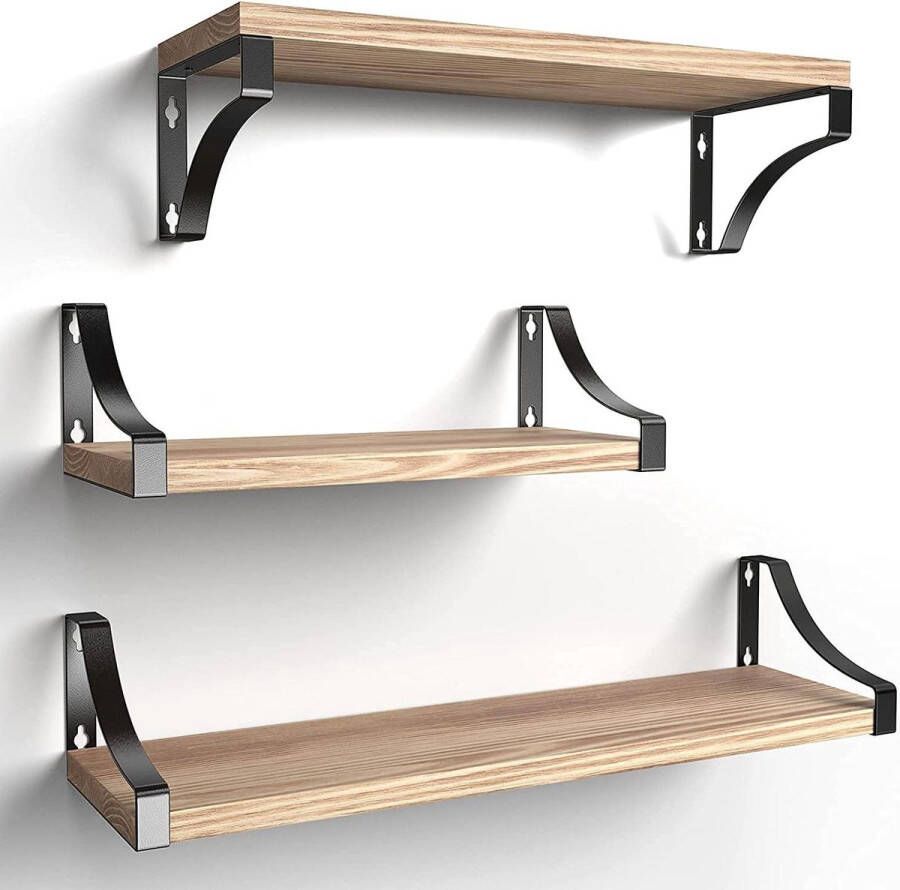 Zwevende houten planken set van 3 diepte 15 cm lengte 42 x 36 x 29 cm badkamer slaapkamer Opbergrek