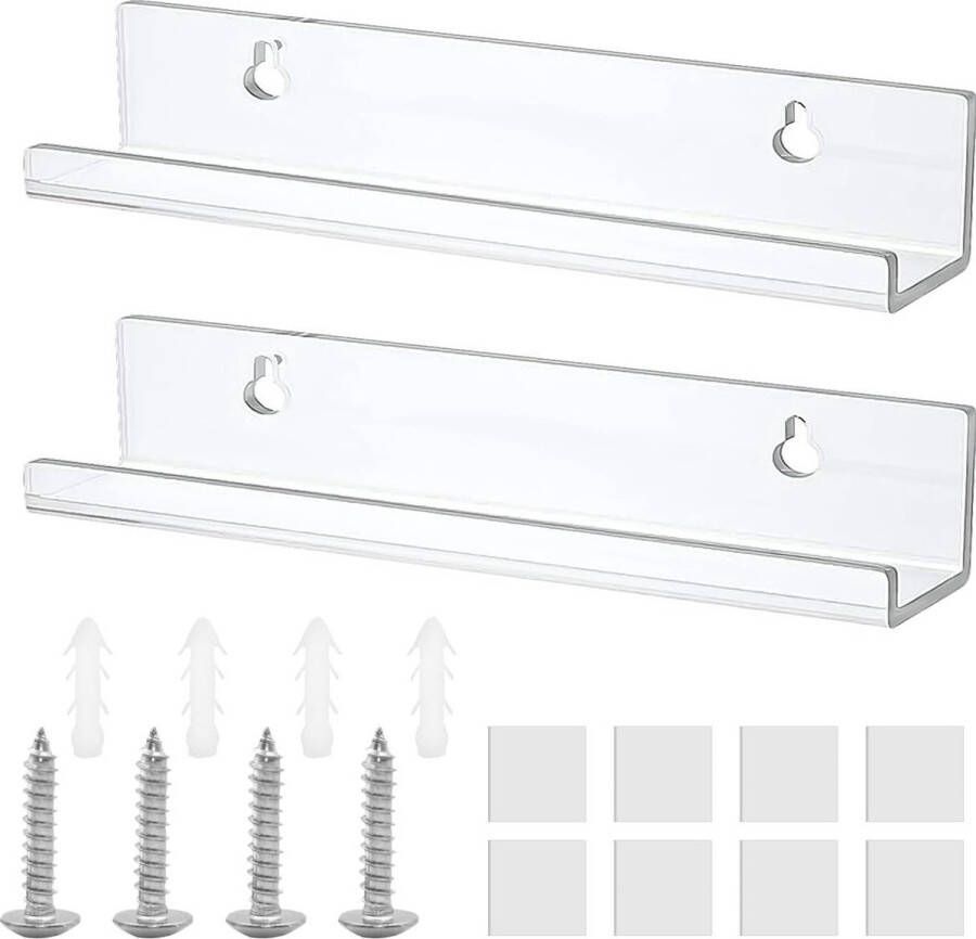 Zwevende scheidingswanden Acrylplanken Muur gemonteerd Zelfklevend Opbergrekken presentatie Slaapkamer woonkamer badkamer kantoor. Opbergrek