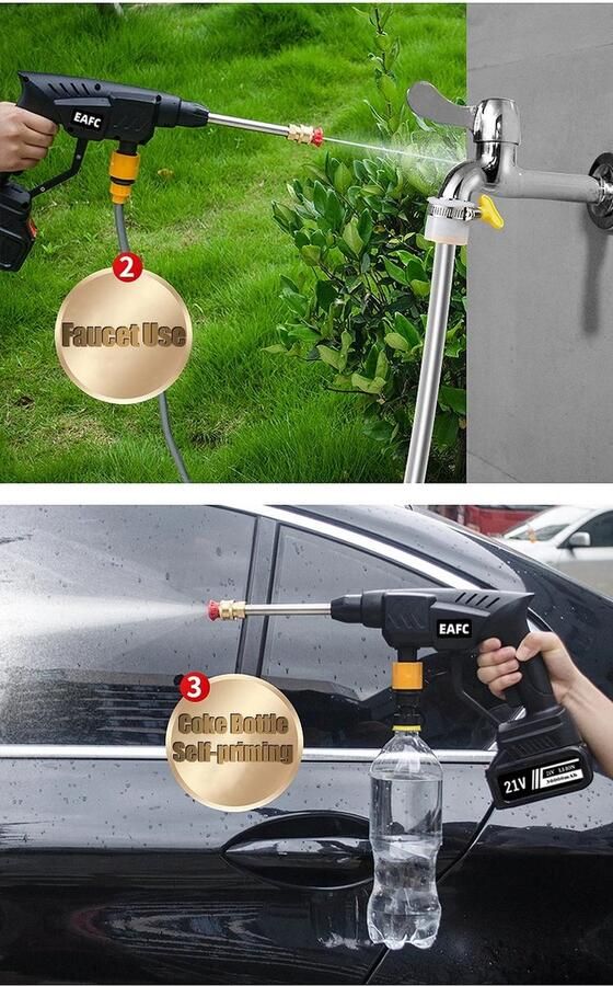 EAFC Huiselijk Geluk 500W Elektrische Draadloze Hogedrukreiniger 20000Mah Spray Auto Wassen Waterpistool Elektrische Waterpistool Watergun Elektrisch Auto Waterpistool Hogedrukreiniger Auto