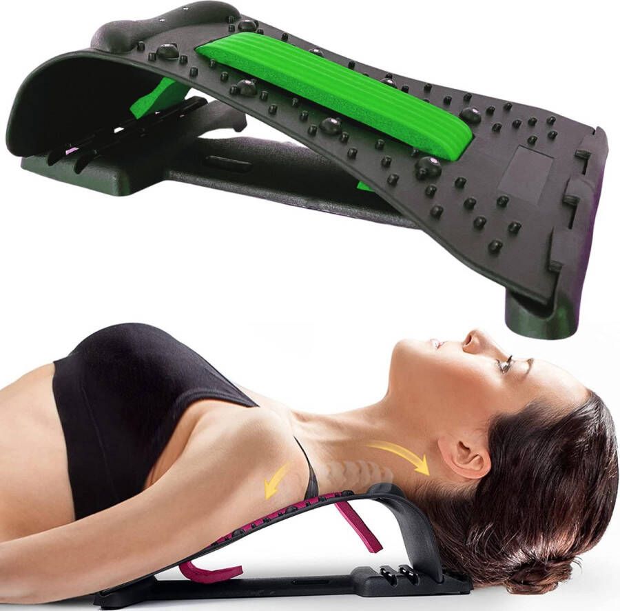 EarKings Nekstretcher Nekmassage apparaat Backstretcher met Nekmassage Rugstretcher Groen