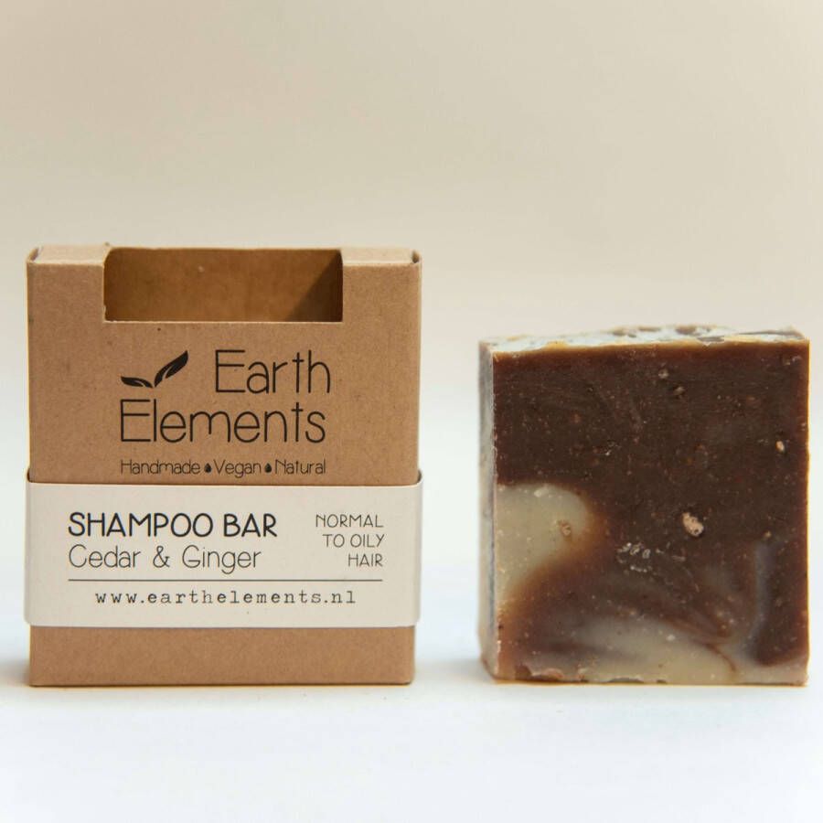 Earth Elements Shampoo Bar Cedar & Ginger vet haar vegan etherische olie zonder parfum